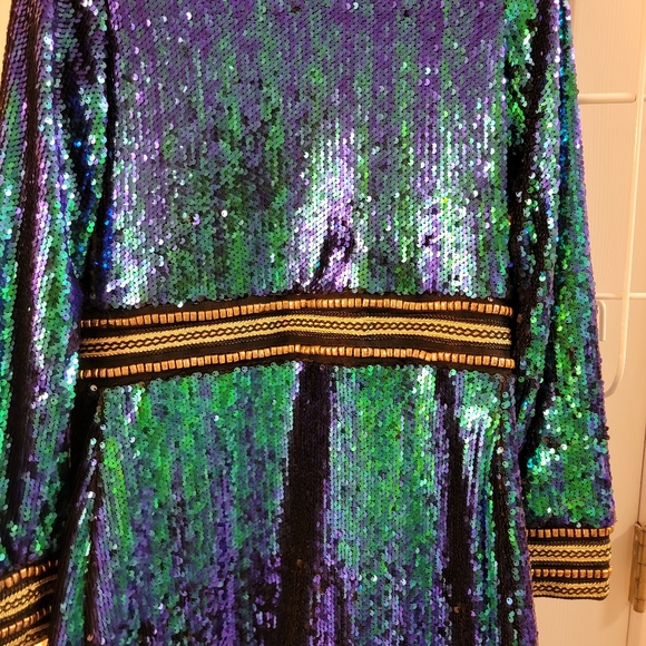 Anisha Green Premium Embellished Sequin shirt dress - Picture 10 of 15